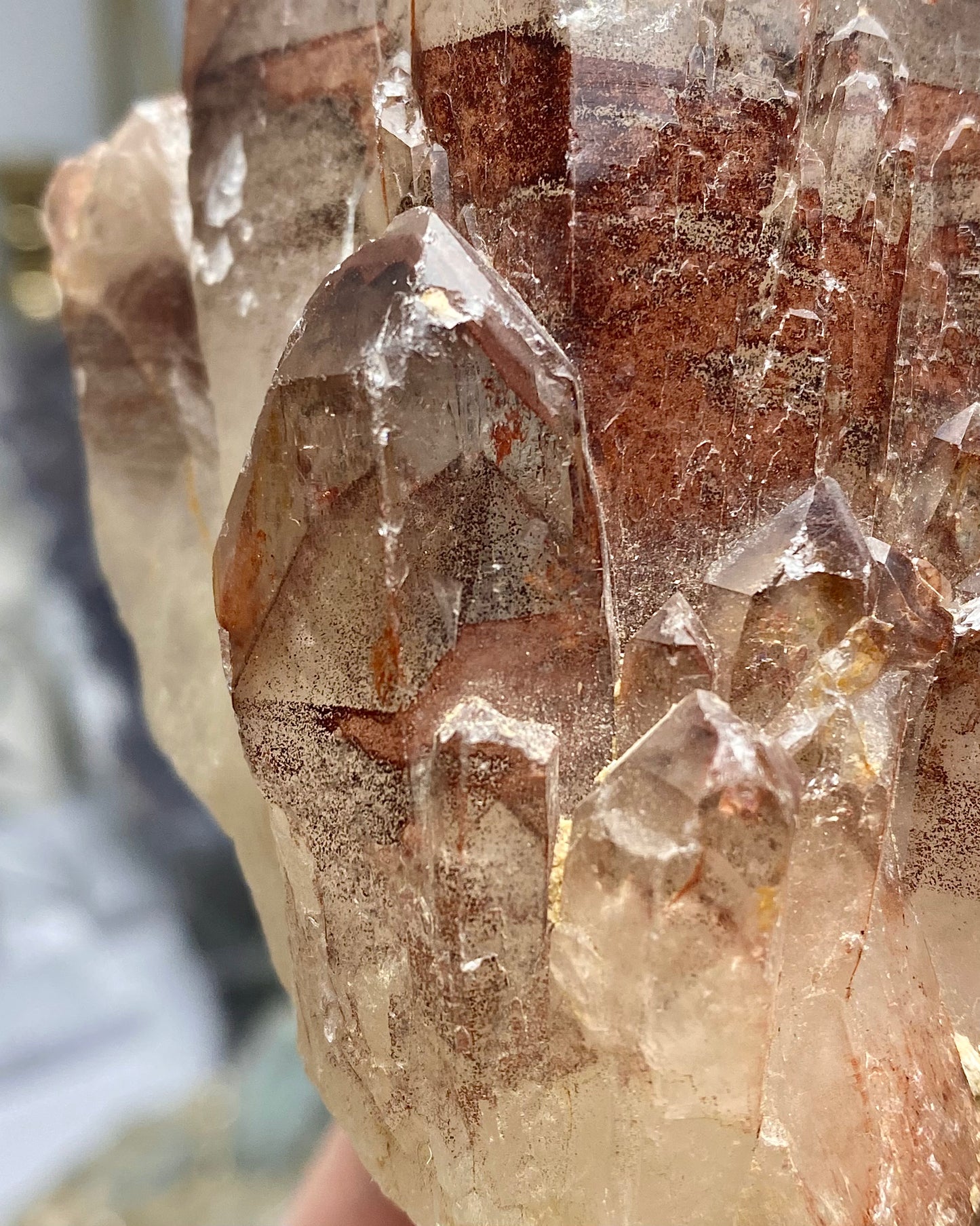 Quartz with Red Hematite Phantoms & White Phantoms