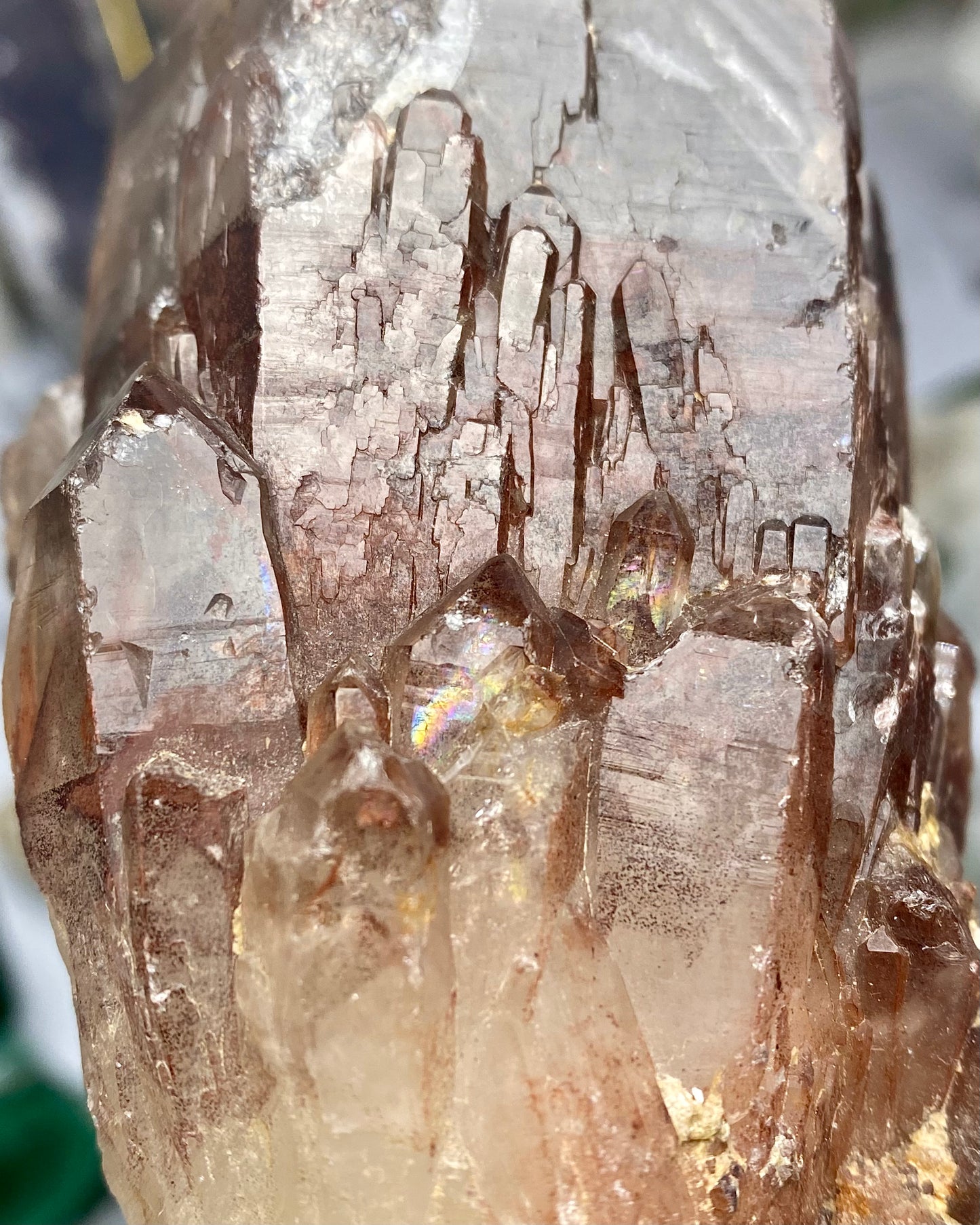Quartz with Red Hematite Phantoms & White Phantoms
