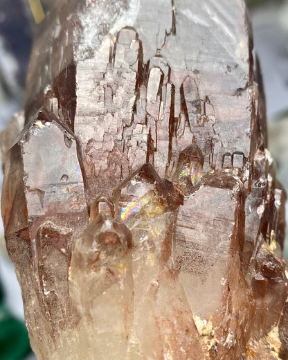 Quartz with Red Hematite Phantoms & White Phantoms