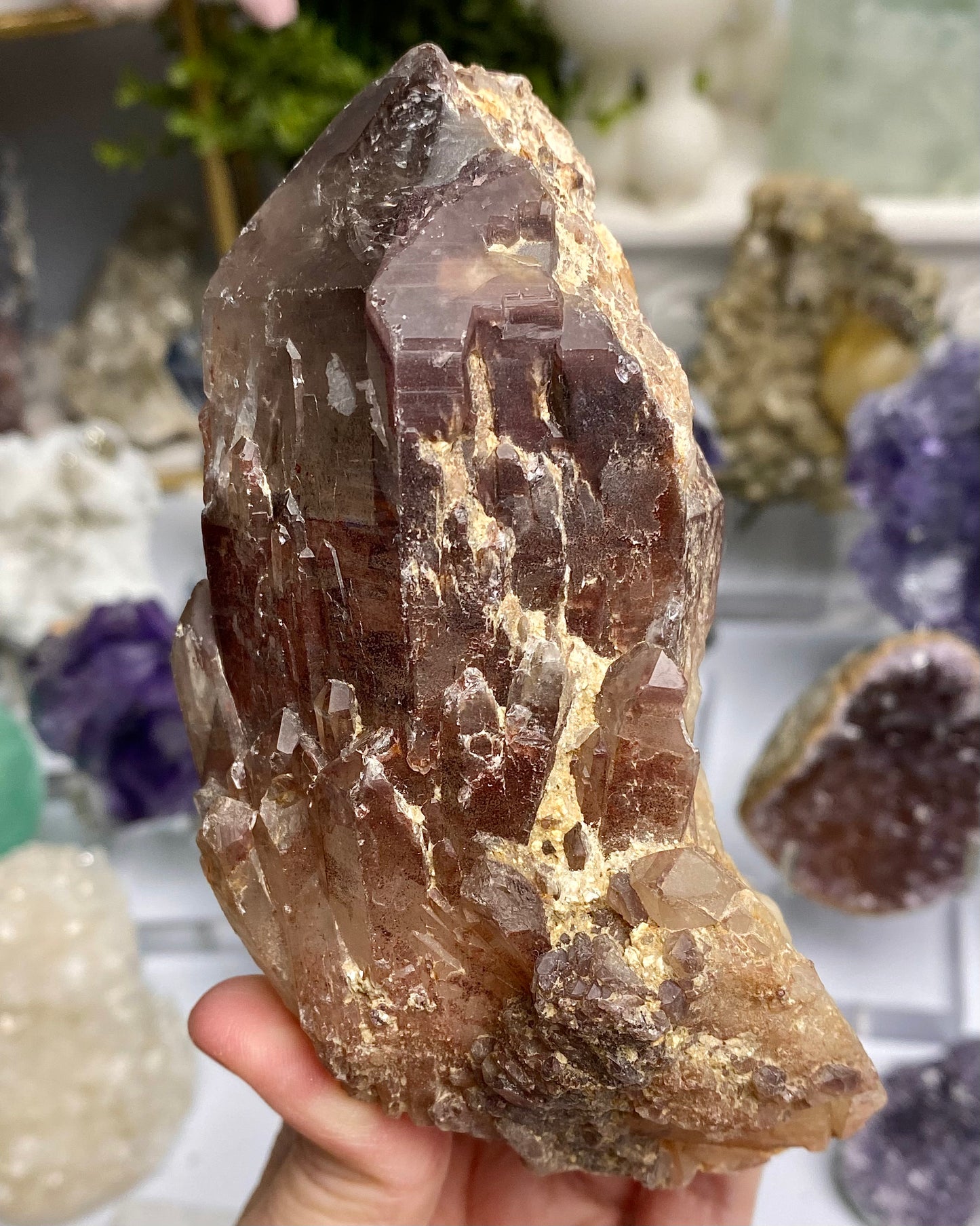 Quartz with Red Hematite Phantoms & White Phantoms