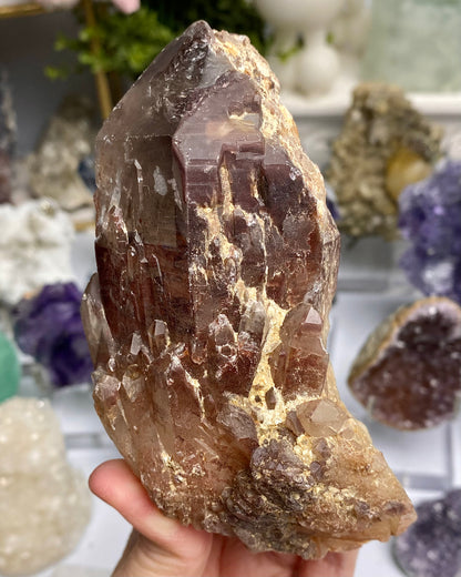 Quartz with Red Hematite Phantoms & White Phantoms