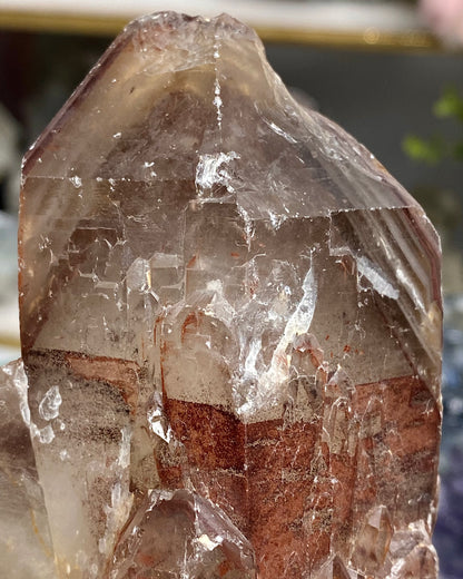 Quartz with Red Hematite Phantoms & White Phantoms