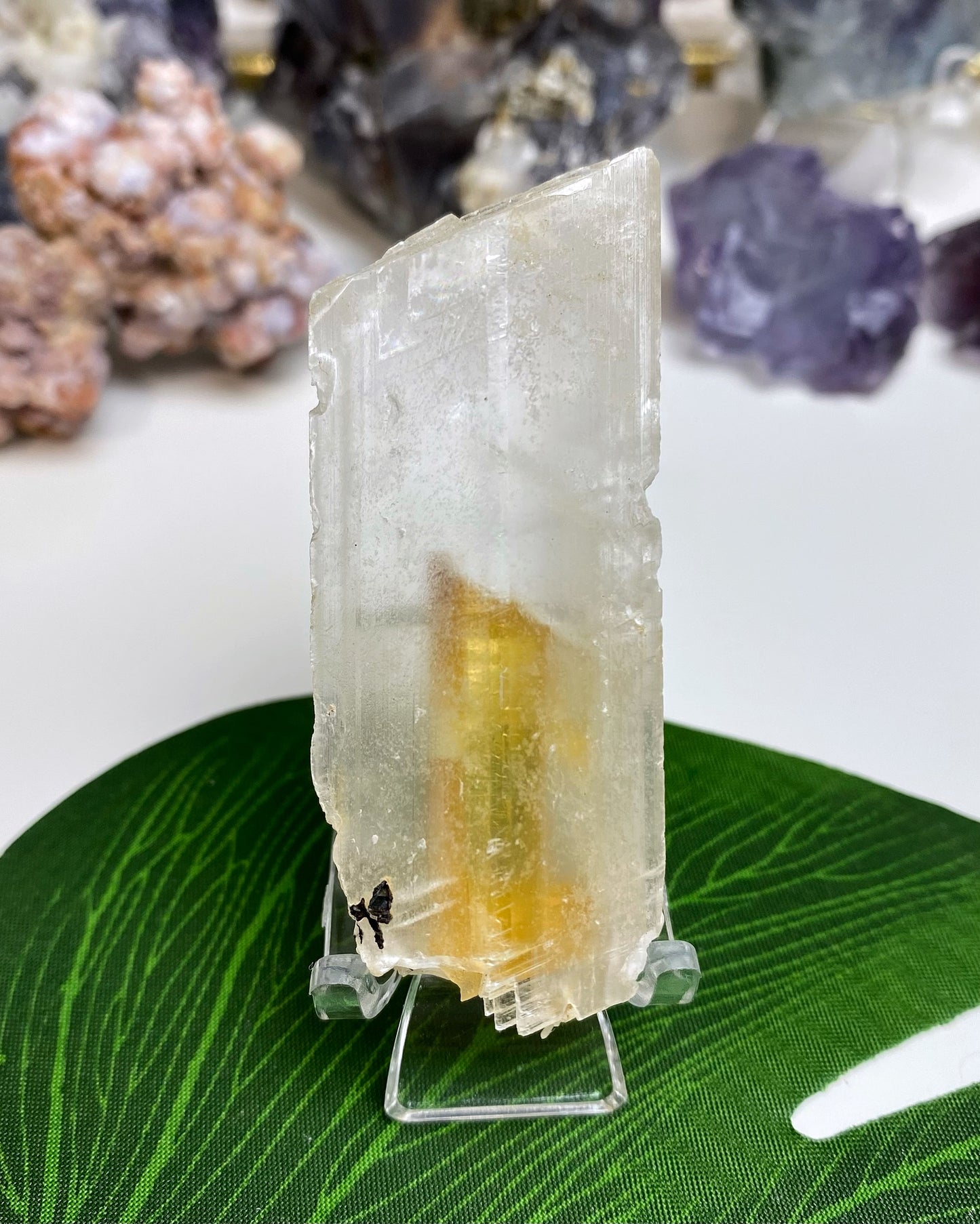 Selenite Crystal with Golden Phantom