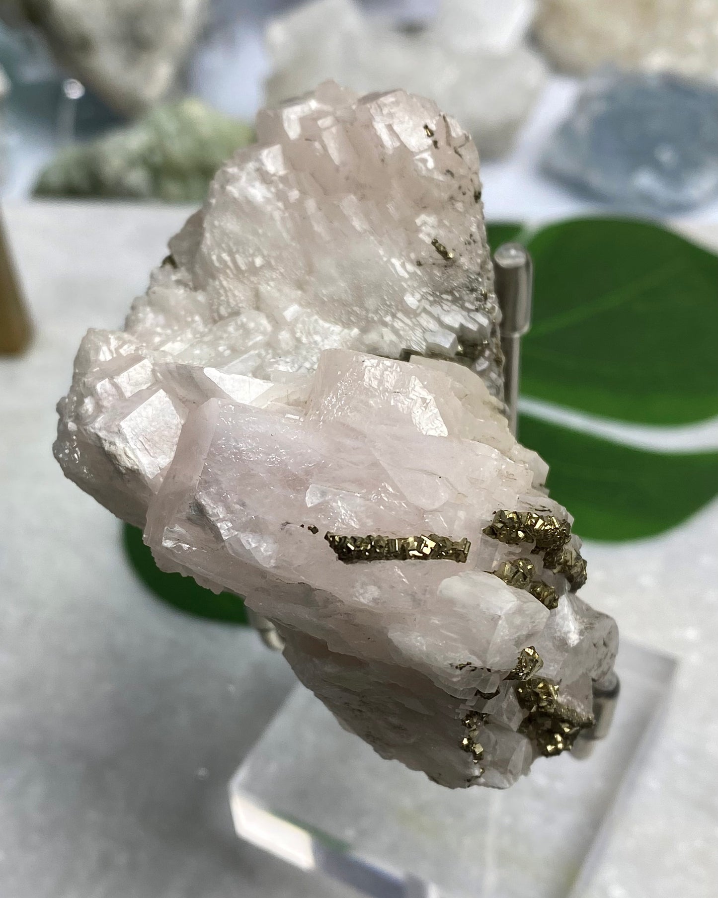 UV Pink Calcite with Pyrite
