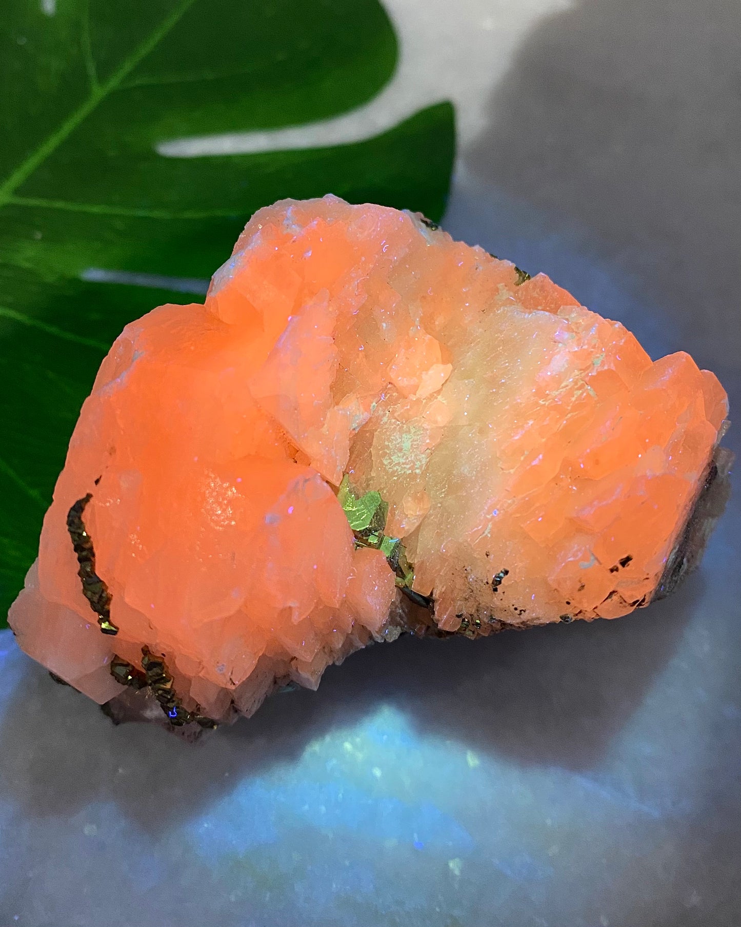 UV Pink Calcite with Pyrite