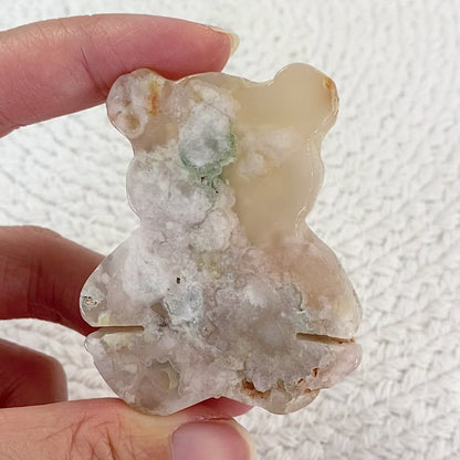 Flower Agate Bear Carving