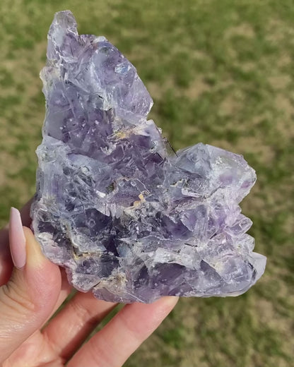 Light Blue with Purple Phantoms Cubic Fluorite Cluster