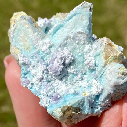 Pastel Dreams Baby Blue Gibbsite & Purple Gypsum on Calcite