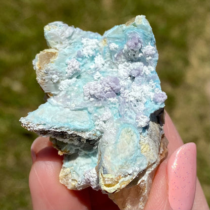 Pastel Dreams Baby Blue Gibbsite & Purple Gypsum on Calcite