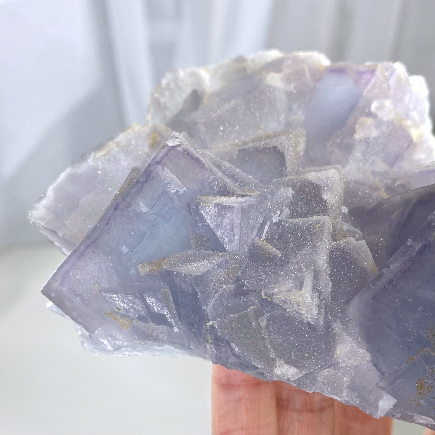 Sparkly Sugarcoated Purple Blue Cubic Fluorite Mineral Specimen