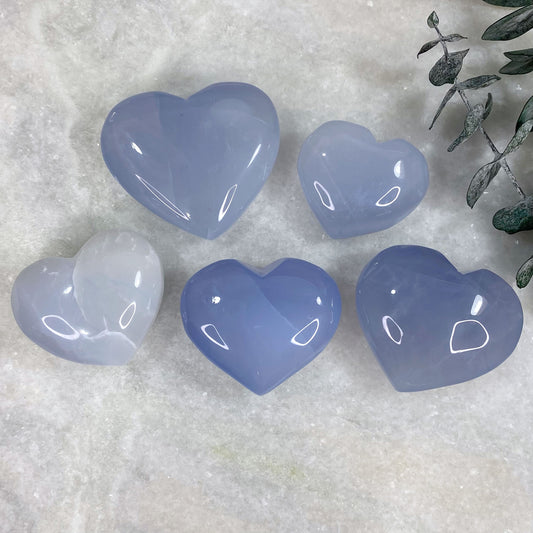 Blue Chalcedony Heart Carving