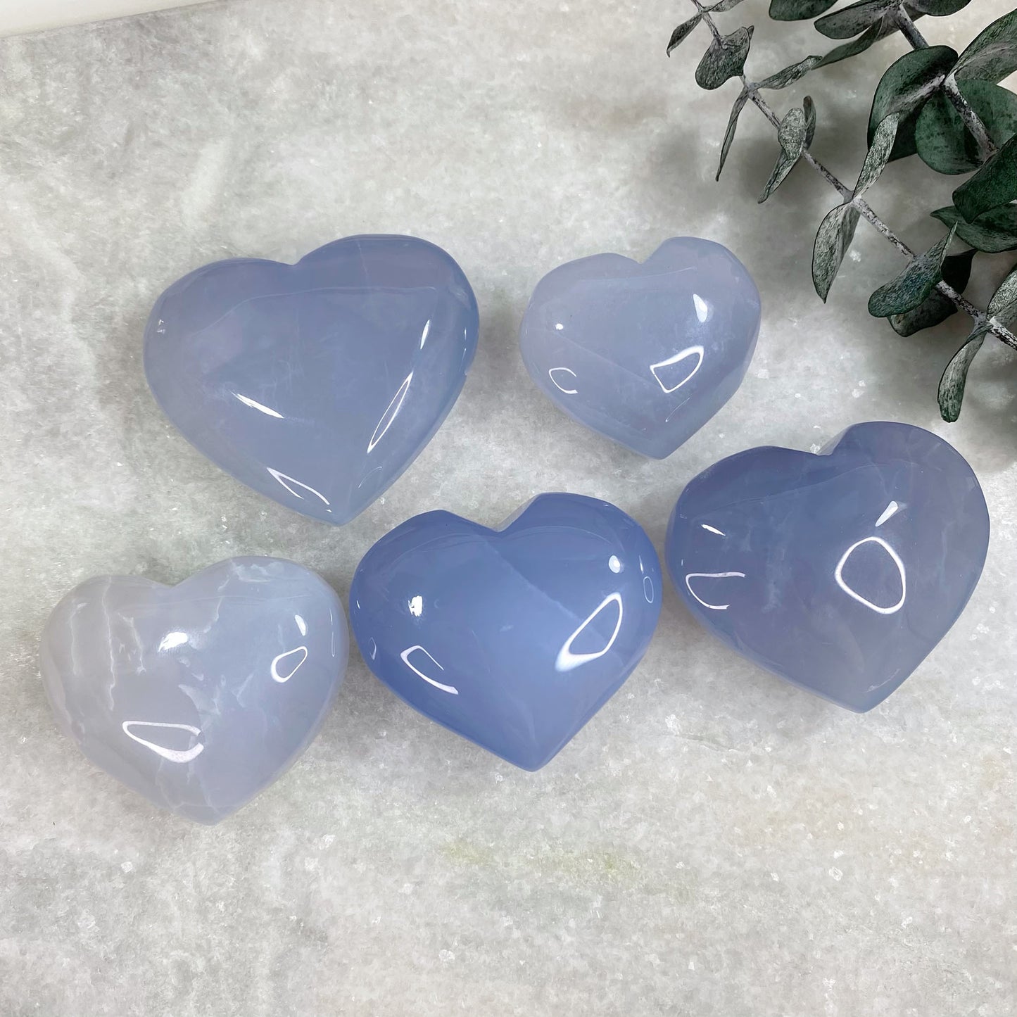 Blue Chalcedony Heart Carving