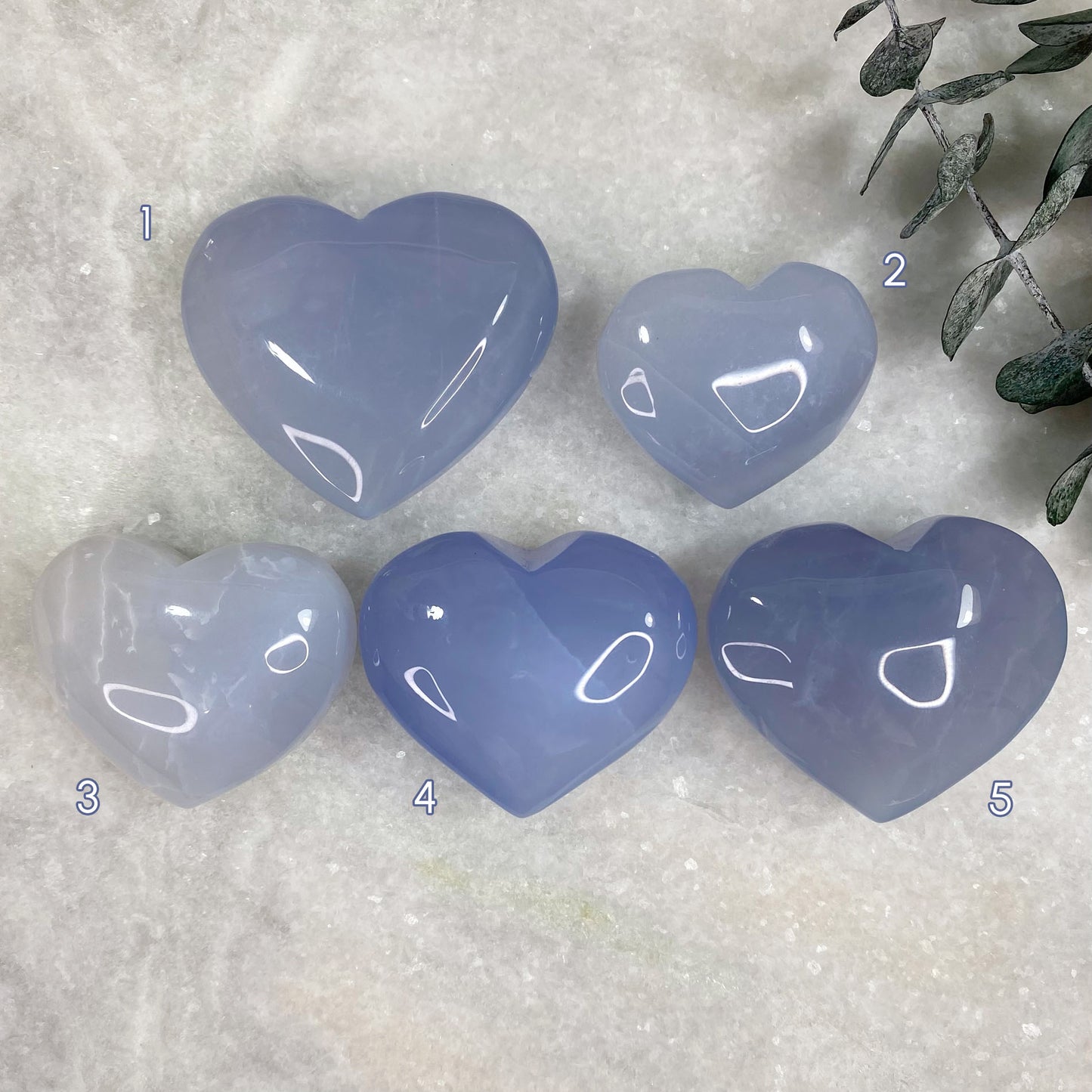 Blue Chalcedony Heart Carving