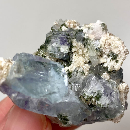 Light Blue Cubic Fluorite with Mica & Chlorite Yaogangxian Mine