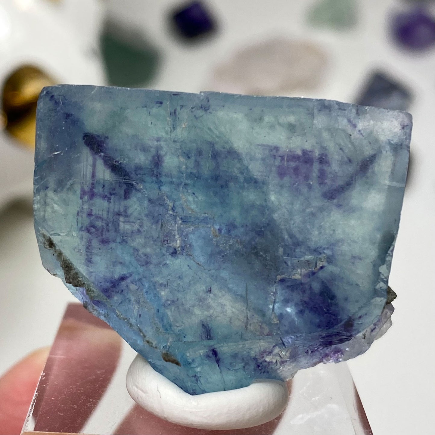 Blue Cubic Fluorite with Purple Color Zoning Yindu Mine