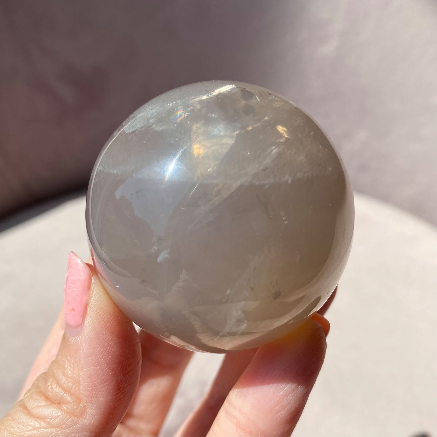 Blue Rose Quartz Sphere with Asterism Star Flash