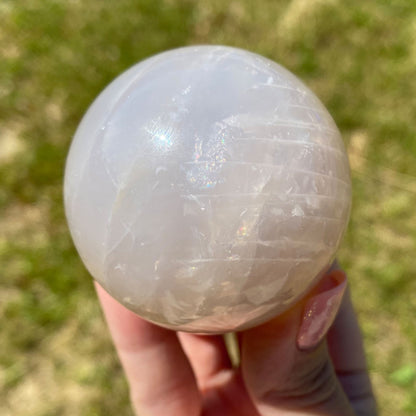 Blue Rose Quartz Sphere with Rainbows 52mm