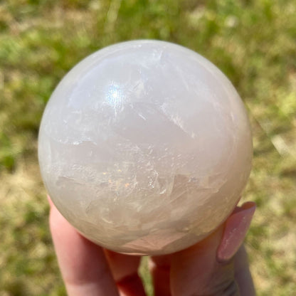 Blue Rose Quartz Sphere with Rainbows 52mm