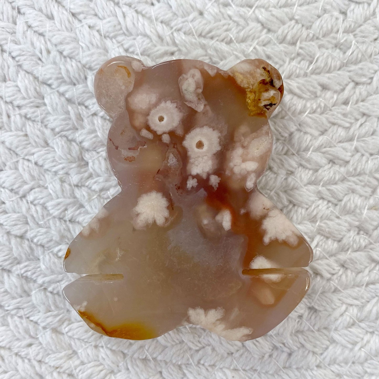 Flower Agate Bear Carving