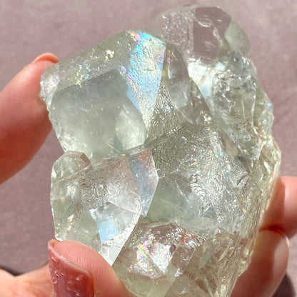 Light Green Cubic Fluorite Specimen with Tons of Rainbows