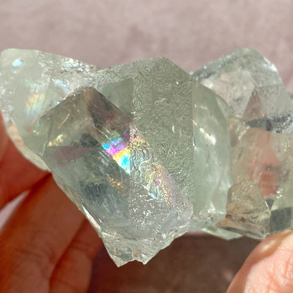 Light Green Cubic Fluorite Specimen with Tons of Rainbows