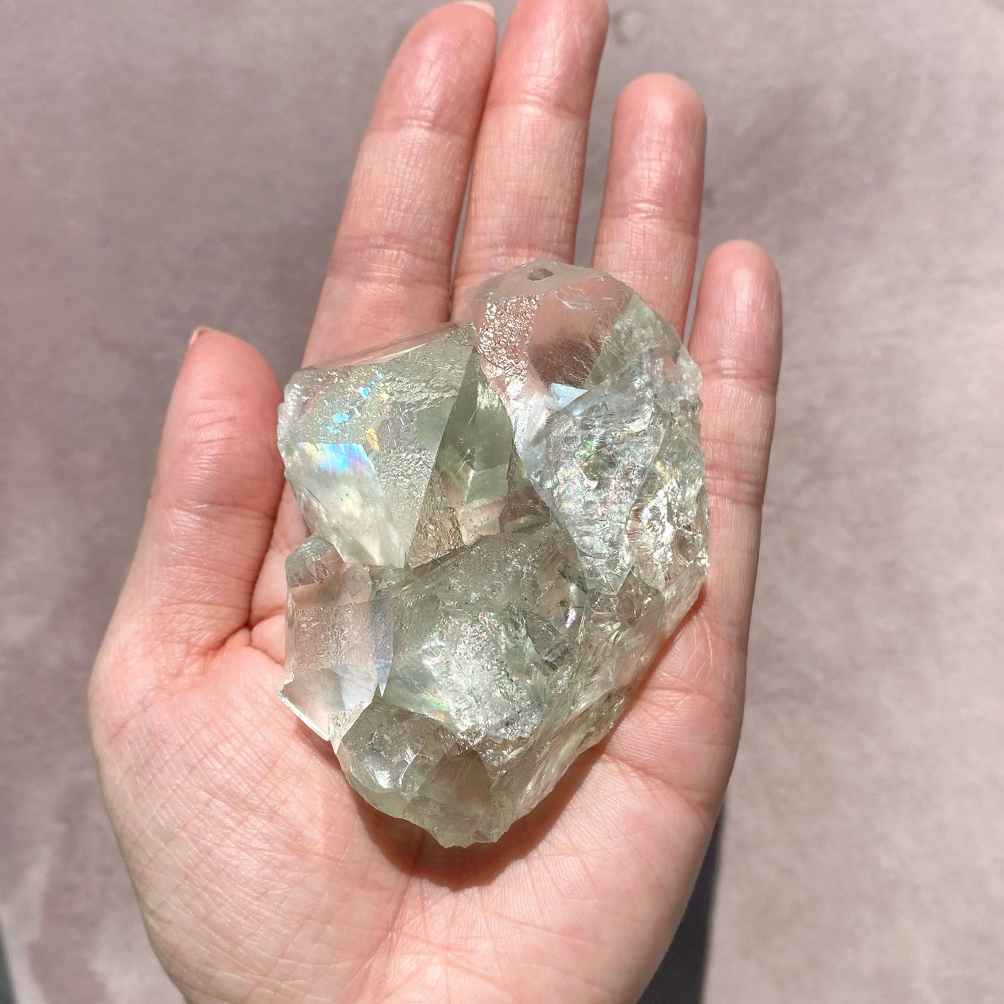 Light Green Cubic Fluorite Specimen with Tons of Rainbows