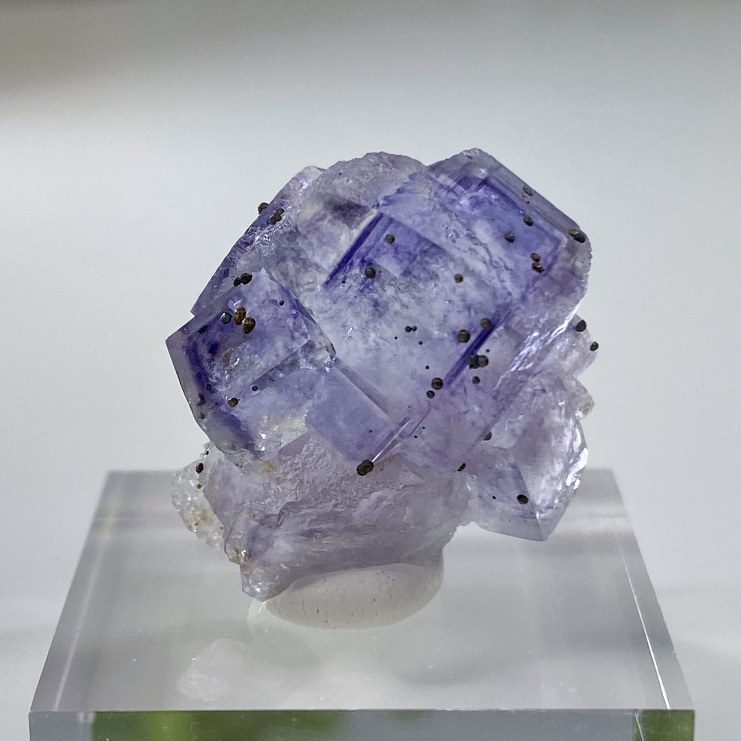 Clear Light Purple Cubic Fluorite Specimen with Pyrite Yaogangxian Mine