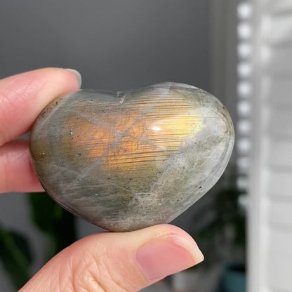 Sunset Flash Labradorite Heart Carving