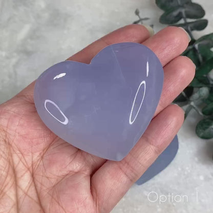 Blue Chalcedony Heart Carving