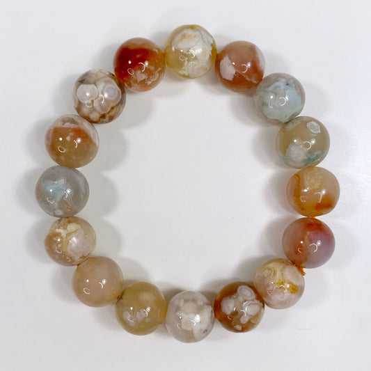 Flower Agate Bracelet 13mm
