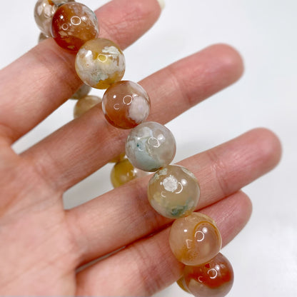 Flower Agate Bracelet 13mm