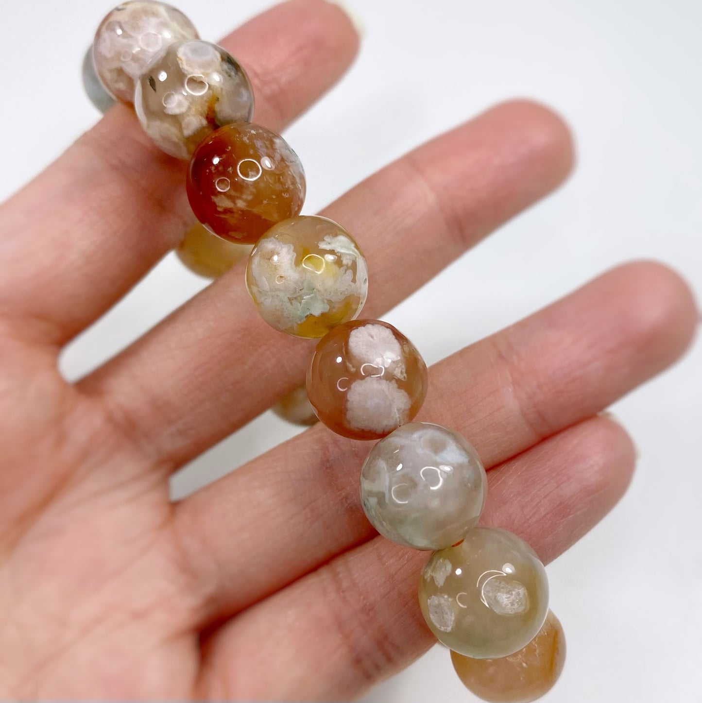 Flower Agate Bracelet 13mm