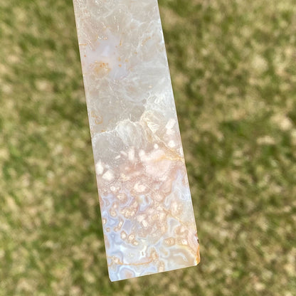 Pink Flower Agate with Quartz Druzy