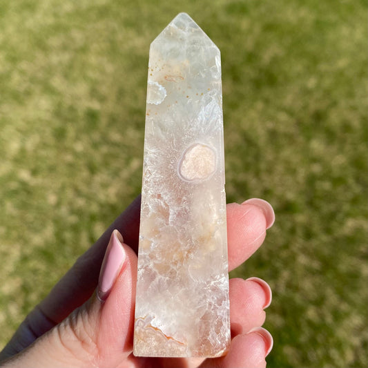 Pink Amethyst with Quartz Tower