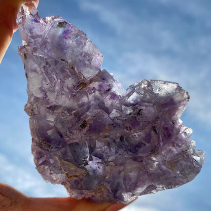 Light Blue with Purple Phantoms Cubic Fluorite Cluster