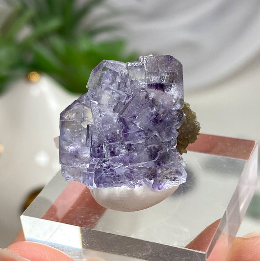 Glassy Purple Cubic Fluorite with Mica Yaogangxian Mine