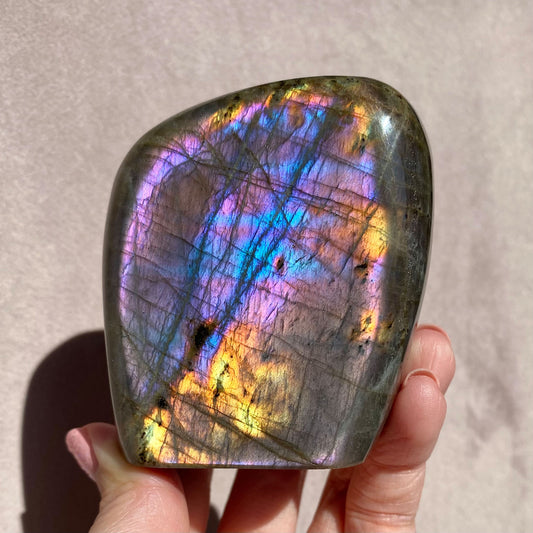 Golden Yellow Blue Pink Flash Labradorite Freeform