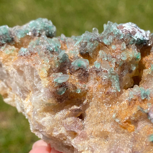 Green Atacamite with Shiny Selenite and Azurite Mineral Specimen