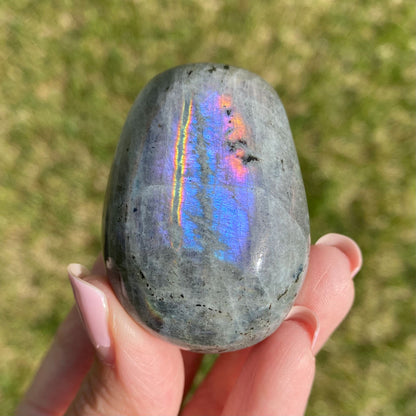 Labradorite Palm Stone Pink Purple Blue Flash