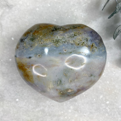 Large Ocean Orbicular Jasper Heart Carving