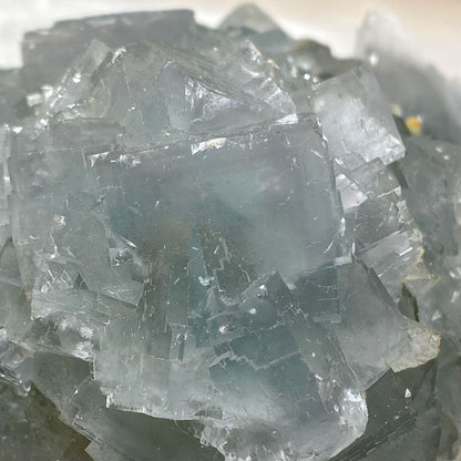 Large Light Blue Cubic Fluorite Cluster on Quartz