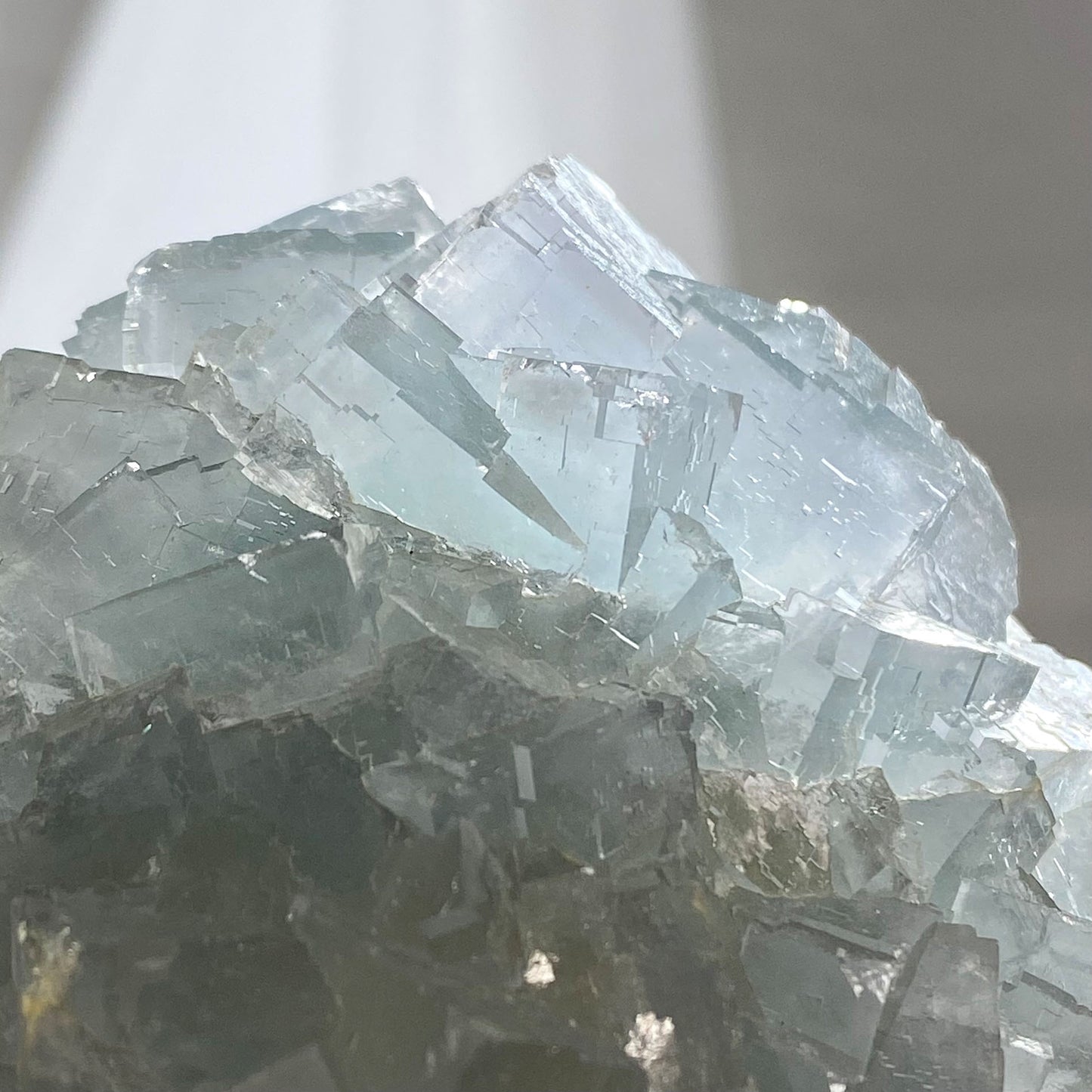 Large Light Blue Cubic Fluorite Cluster on Quartz