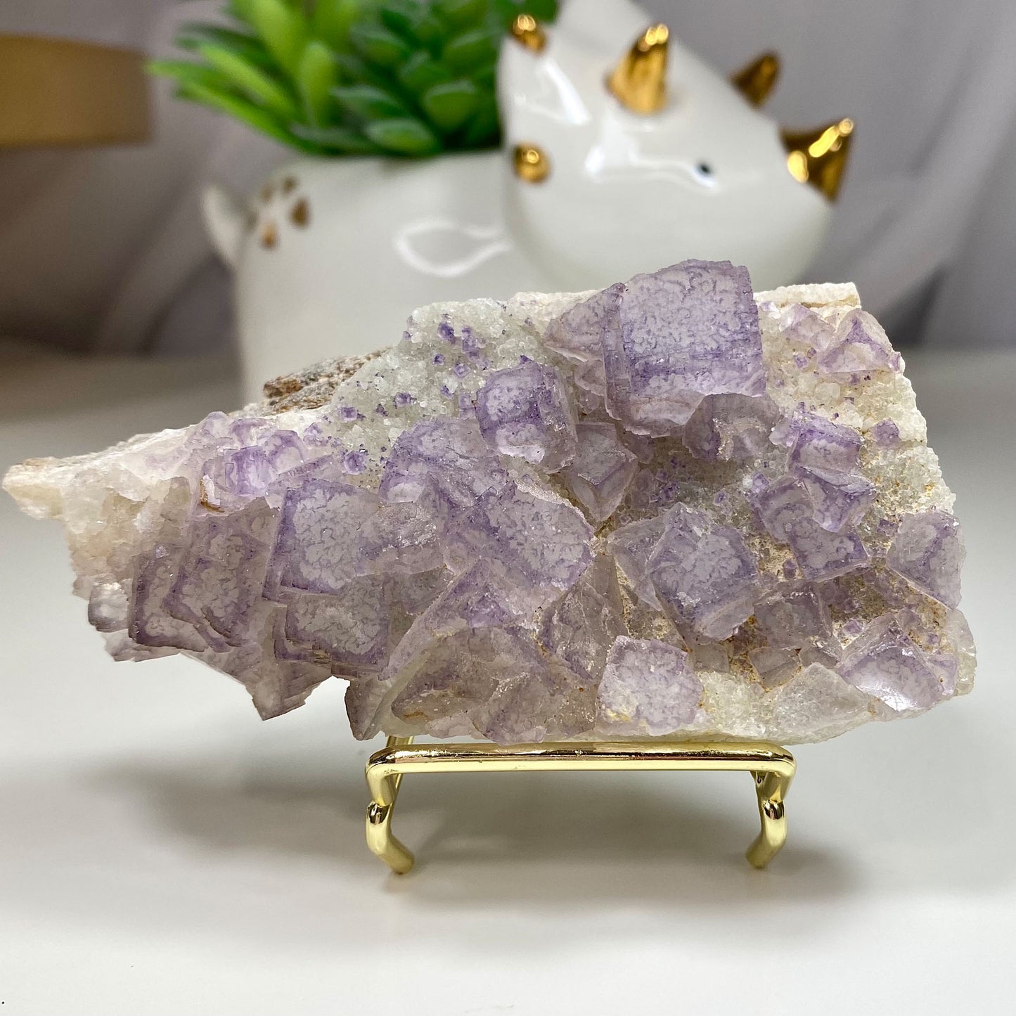 Light Purple Cubic Fluorite and Quartz Cluster