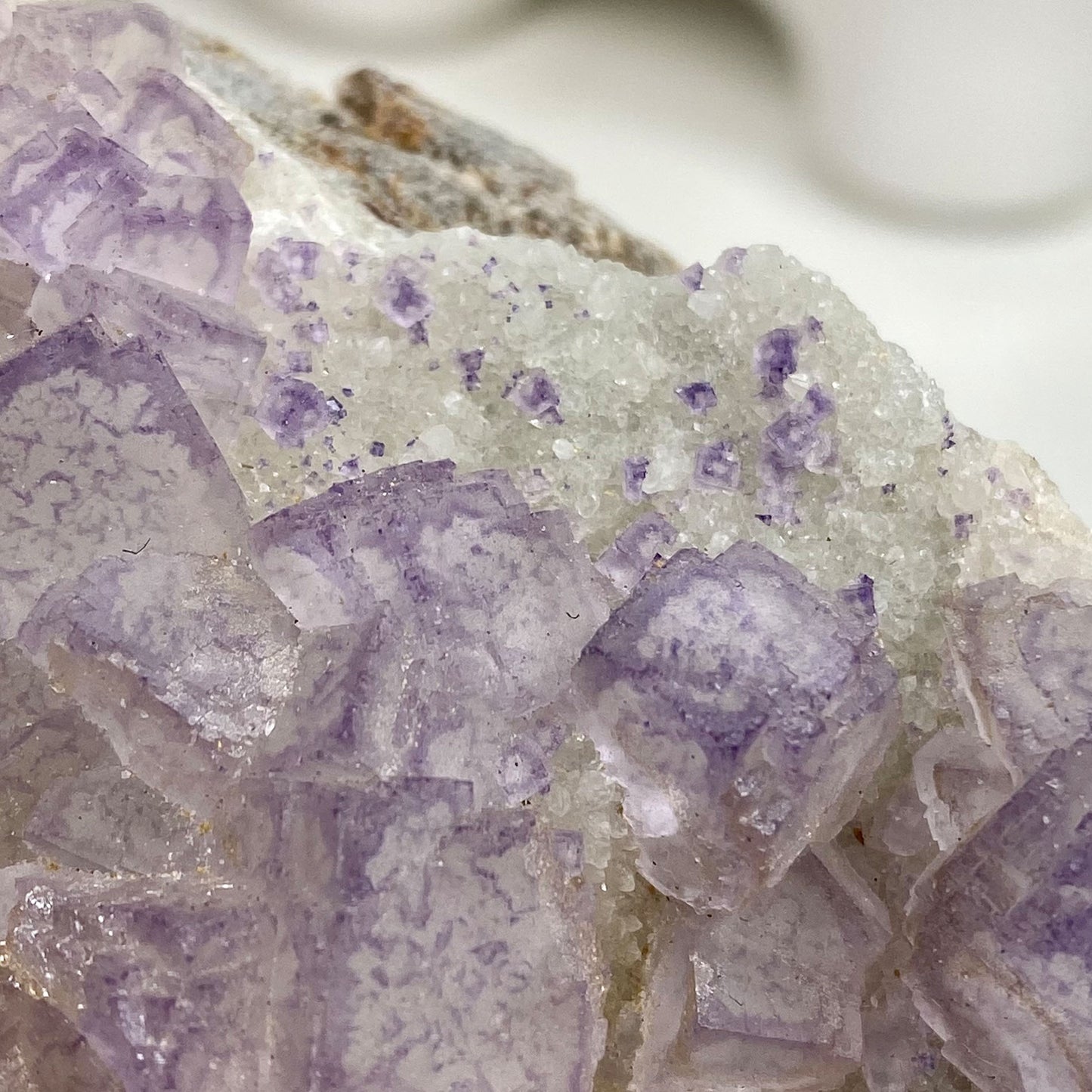 Light Purple Cubic Fluorite and Quartz Cluster