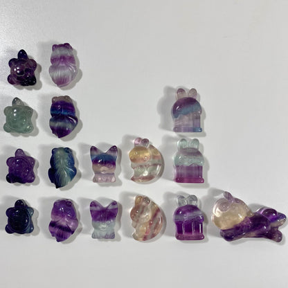 Mini Fluorite Carvings Cute Crystal Animals