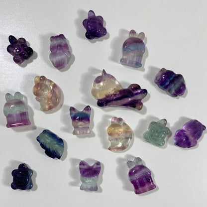 Mini Fluorite Carvings Cute Crystal Animals