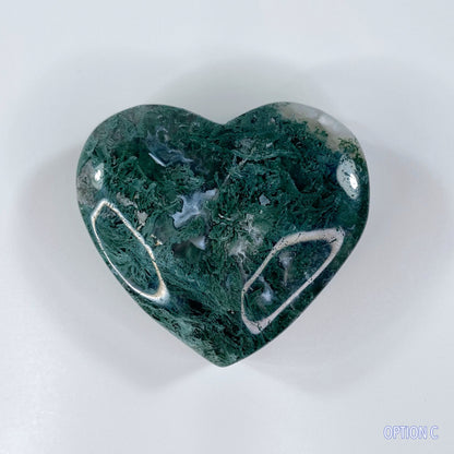 Forest Vibes Moss Agate Heart Carving