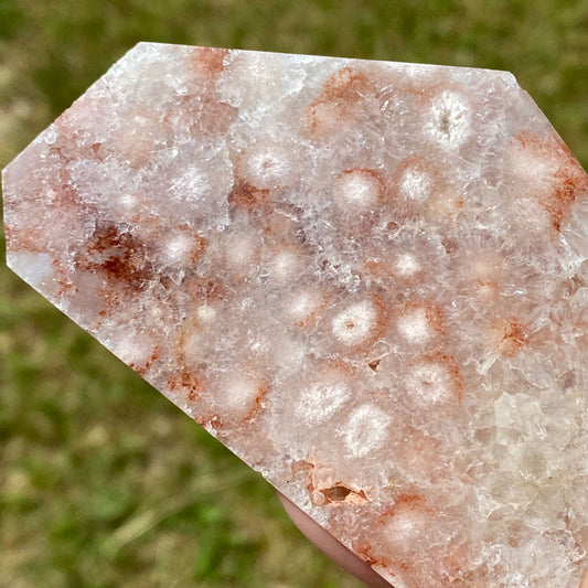 Pink Amethyst Flower Agate Freeform with Sparkly Druzy