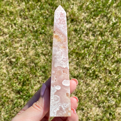 Pink Amethyst Flower Agate Tower