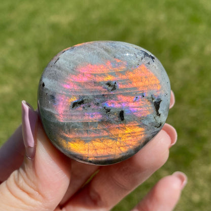 Labradorite Palm Stone with Flash on 4 Sides